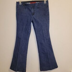 Banana Republic Woman's Low Rise Blue Jeans Size 10P Wide Leg Front/Back Pleats